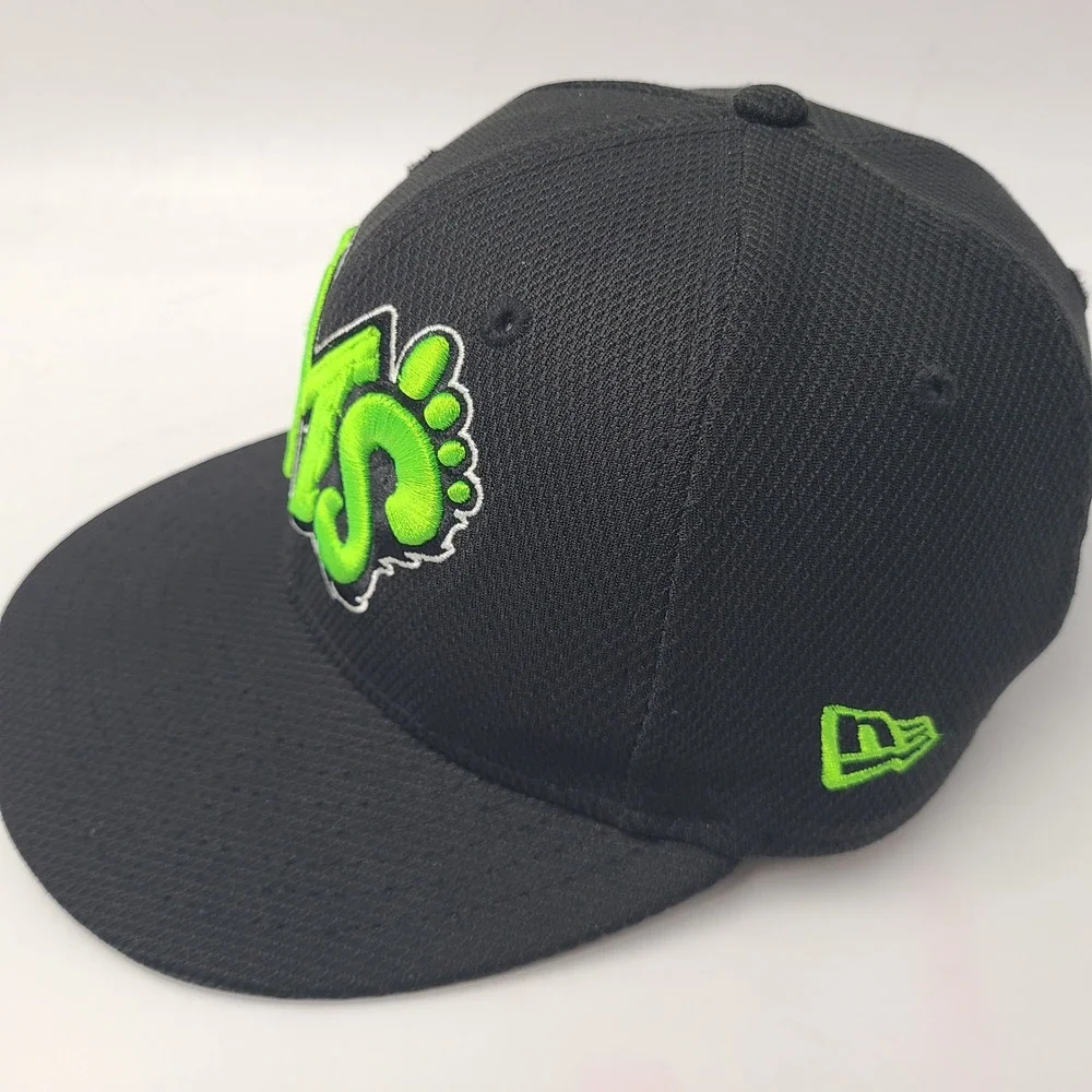 Eugene Emeralds Hat Fitted 6 3/4 New Era 59Fifty‎ Black Green MiLB Baseball Logo